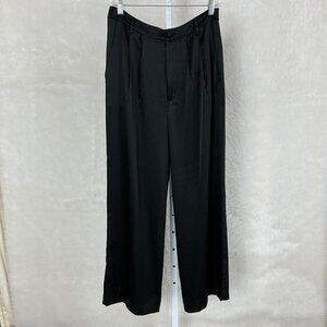 Reformation Black Mason Satin Wide Leg Trouser Pants 8